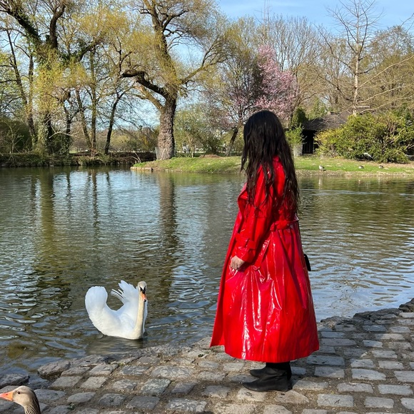 Vivetta Lacquer Red vinyl trench coat patent oversized latex rain trapeze Nerly - Picture 16 of 17